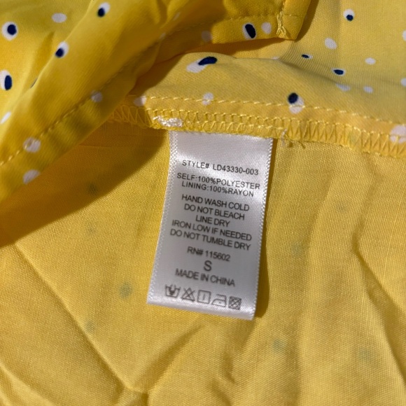 Lush Wrap Dress Mini Yellow White Black Polka Dots Short Balloon Sleeves Size‎ S - Picture 8 of 12